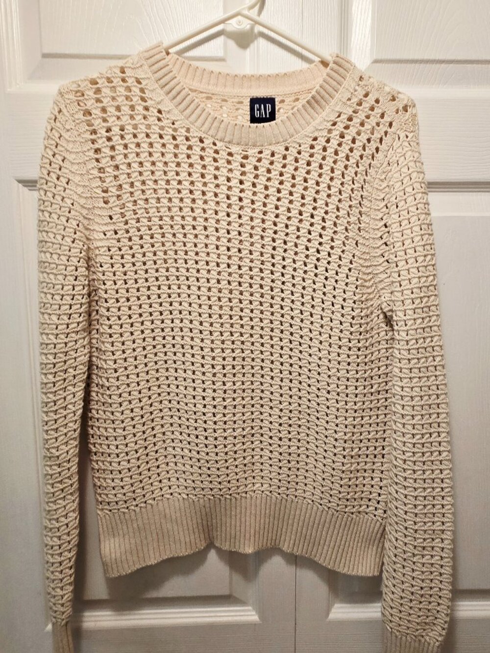 GAP Women's Cream Open-Weave Crewneck L/Sleeves Sweater - Size S/P